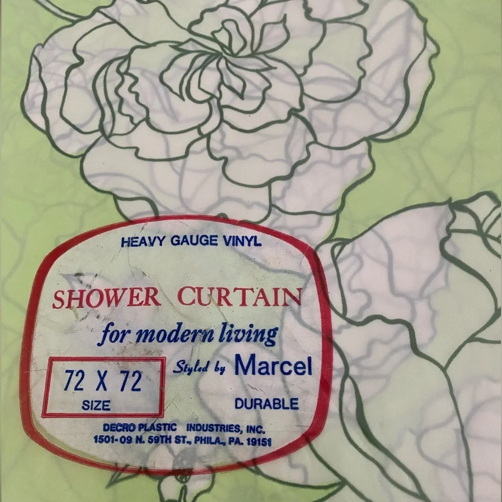 Shower Curtain Vintage Heavy Gauge Vinyl New in Package Green Floral